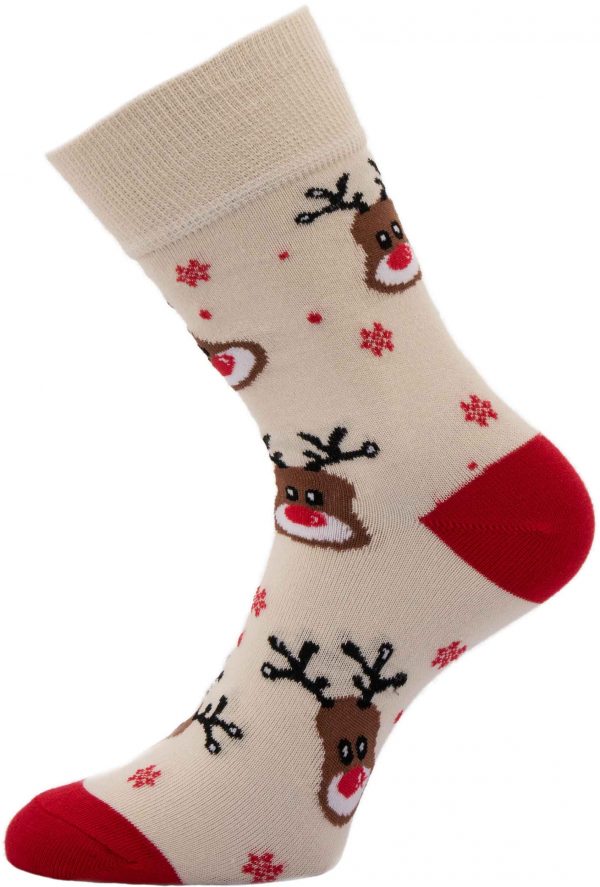 Dámské vánoční ponožky Sobi béžové