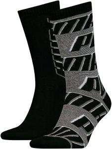 Ponožky Puma Sock All Over Logo 2P Black, K Sporting