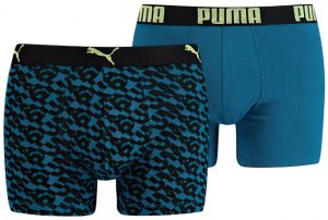 Pánské boxerky Puma Logo AOP Boxer 2-Pack Petrol Blue, K Sporting