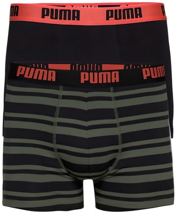 Pánské boxerky Puma Heritage Stripe Boxer 2-Pack Army Green, K Sporting