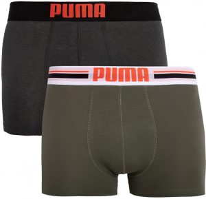 Pánské boxerky Puma Placed Logo Boxer 2-Pack Army Green, K Sporting