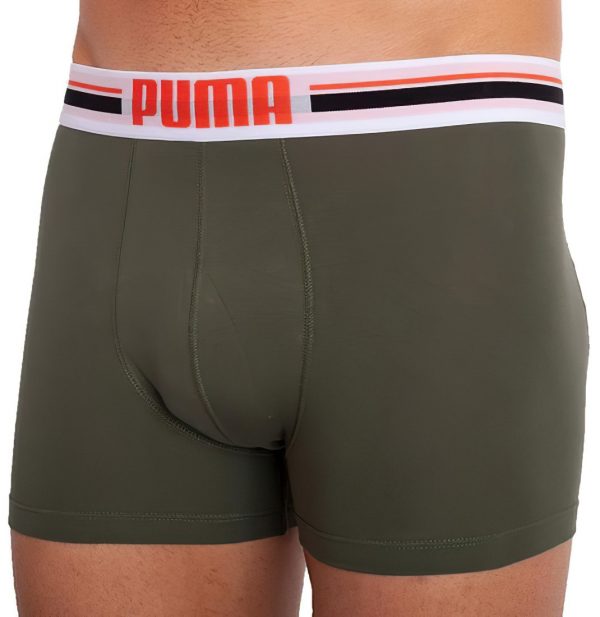Pánské boxerky Puma Placed Logo Boxer 2-Pack Army Green, K Sporting