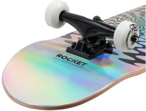 Skateboard Rocket Warp Foil Silver 8 INCH